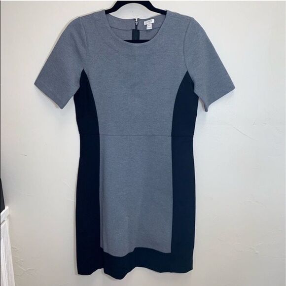J.CREW Factory Colorblock Paneled Stretch Dress in Heather Gray & Black - Picture 3 of 7